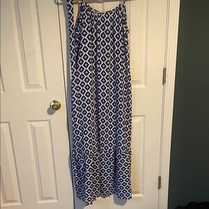 Blue and White Patterned Maxi Dress